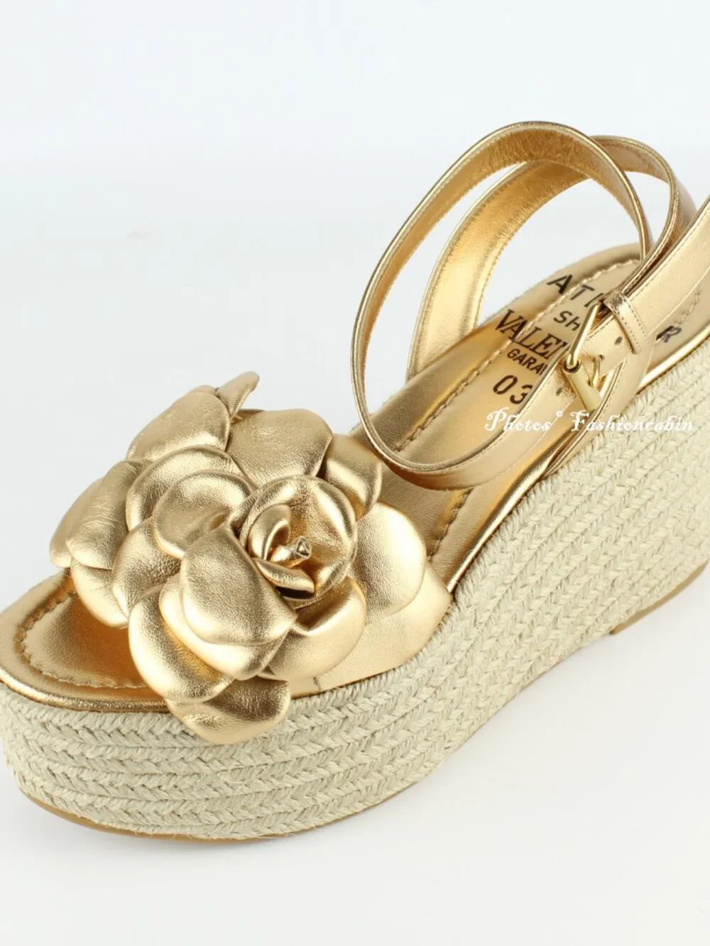 NEW Valentino Garavani Atelier 03 Rose Metallic Leather Espadrilles Sandal EU 39